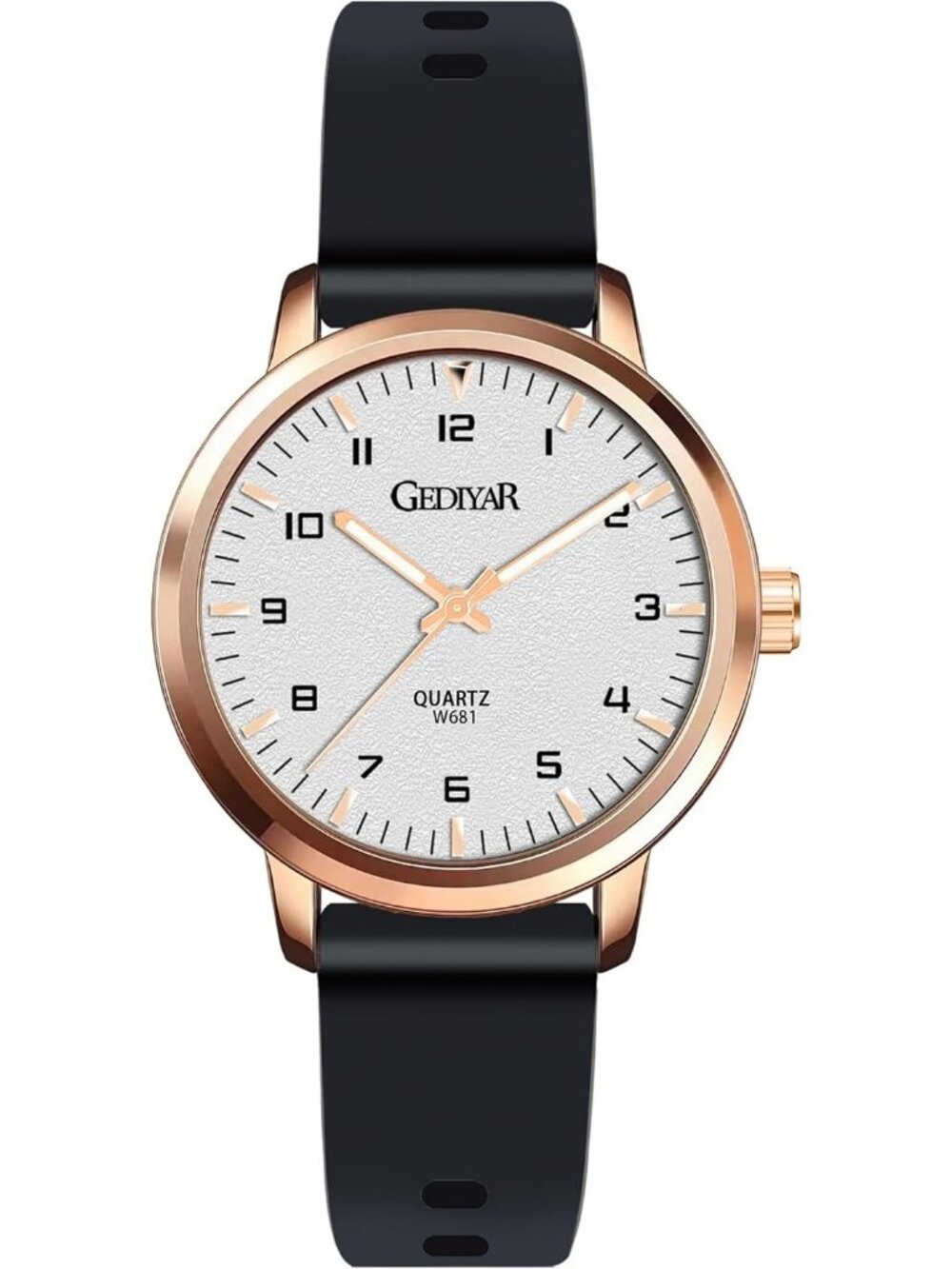 Women's Black White Analog Quartz Rubber Silicone Band Waterproof Casual Watch